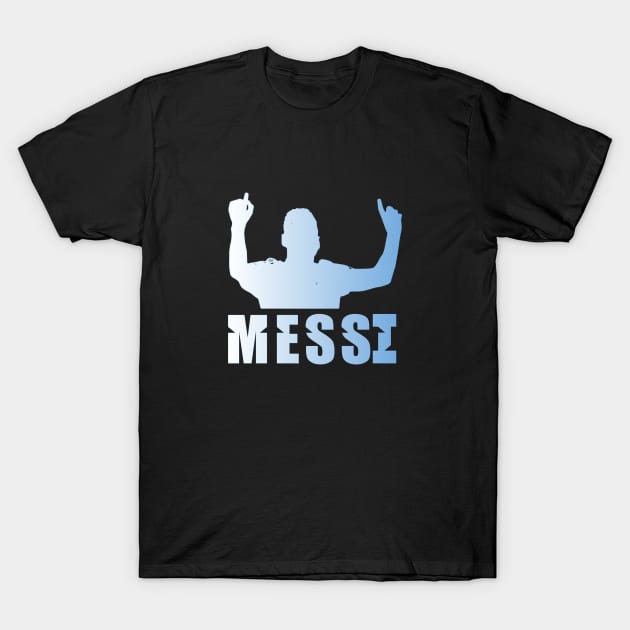 Messi (blue halftones) T-Shirt by NickiPostsStuff